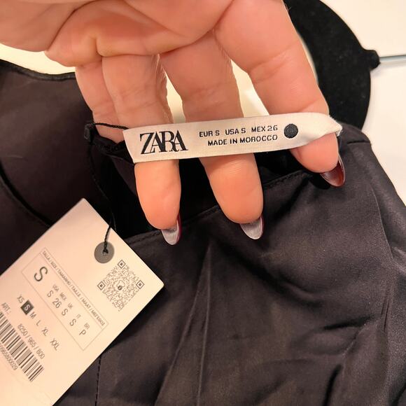 NWT Zara Black Satin Sleeveless Maxi Dress Size Small - Picture 6 of 10